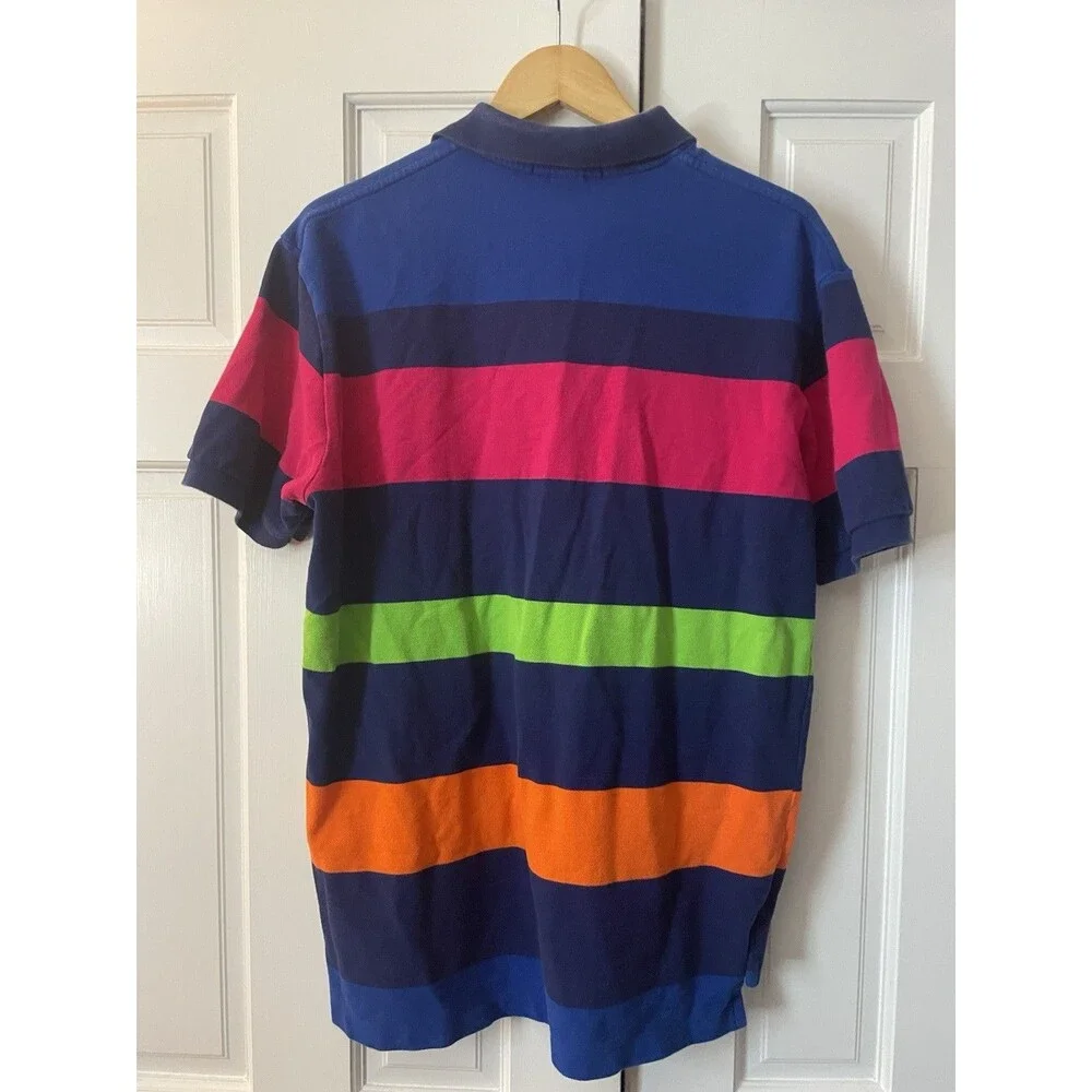 Vintage Polo Ralph Lauren Striped Polo Shirt Men's Large Multicolor 90s Preppy